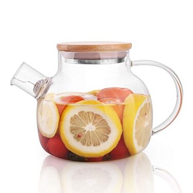 CNGLASS CnGlass Glass Teapot Stovetop Safe203 oz Clear Tea pot with Removable Filter SpoutLoose Leaf and Blooming Tea Maker
