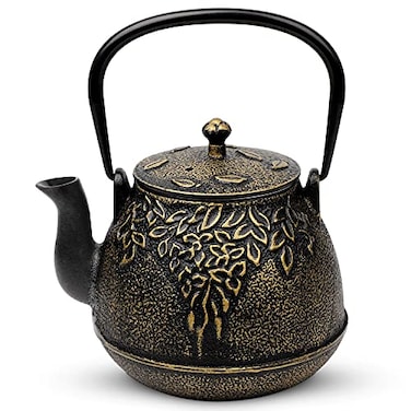 toptier Tea Kettle Toptier Japanese Cast Iron Tea Kettle for Stove Top Stovetop Safe Cast Iron Teapot with Infusers for Loose Tea 40 Ounce 1200 ml Black