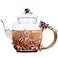 XUDREZ Glass Blooming Tea Teapot for Women Red Rose Floral with Gold 1015oz300ml