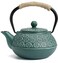 Sotya Cast Iron Teapot 40oz1200ml Japanese Tetsubin Tea Pot with Infuser for Loose Leaf and Tea Bags Tea Kettle Coated with Enameled Interior for Stove Top Dark Green