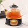 DUJUST Blooming Tea Pot Set Luxury British Design with Relief Decor Gold Trims HandCrafted Clear Teapot with Warmer 40oz Glass Teapot with Infuser StoveSafe Tea Party Gift Home Black