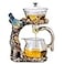 Fire Kirin Glass Teapot Set Animal Bird Design Semiautomatic Drip Rotating Bowl with Infuser Lazy Kungfu Tea Pot Set teapot