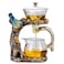 Fire Kirin Glass Teapot Set Animal Bird Design Semiautomatic Drip Rotating Bowl with Infuser Lazy Kungfu Tea Pot Set teapot