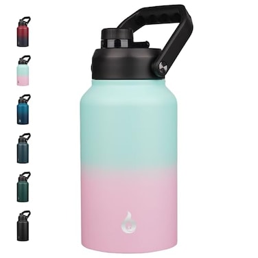 BJPKPK 87oz Insulated Water Bottle Dishwasher Safe 23 Gallon Water Bottle with Ergonomic Handle BPA Free Leak Proof Water JugStainless Steel Metal Flasks with Antislip BottomMarshmallow