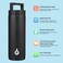BJPKPK Insulated Water Bottles Dishwasher Safe 18 oz Water Bottle with Handle Leakproof BPA Free Thermal Flasks Stainless Steel Jug for Sports Black