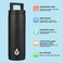 BJPKPK Insulated Water Bottles Dishwasher Safe 18 oz Water Bottle with Handle Leakproof BPA Free Thermal Flasks Stainless Steel Jug for Sports Black