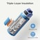 BUZIO 32 oz Insulated Stainless Steel Water Bottle Triple Wall Water Bottle with Chug Spout and Leakproof Locking Lid for Gym Sports School Work Dishwasher Safe Keep Cold 48H Haze Blue