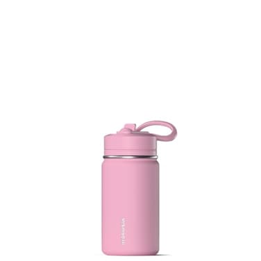 Hydrapeak Mini 14oz Water Bottle with Straw Lid Stainless Steel Double Wall Insulated Water Bottle LeakProof and SpillProof Water Bottle 24 Hours Cold Pink