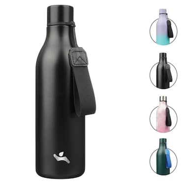 Konokyo Insulated Water Bottle with Strap25 oz Double Wall Stainless Steel Vacuum Bottles Metal Water FlaskBlack