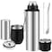 Suclain 3 Pcs Complete Yerba Mate Kit 12 oz Yerba Mate Gourd and Bombilla Set 34 oz Stainless Steel Thermal Water Bottle with Tea Can Straw BrushSilver