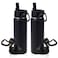 Volhoply 20oz Insulated Stainless Steel Water Bottle With Straw Lid Bulk 2 PackKids Double Wall Vacuum Cups With HandleReusable Outdoor Sports Metal BottlesTravel Flask Keep ColdHotBlack2