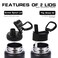 Volhoply 20oz Insulated Stainless Steel Water Bottle With Straw Lid Bulk 2 PackKids Double Wall Vacuum Cups With HandleReusable Outdoor Sports Metal BottlesTravel Flask Keep ColdHotBlack2