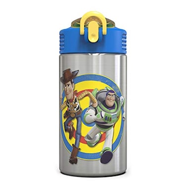 Zak Designs Toy Story 4 Buzz Woody 155 ounce Water Bottle One Hand Operation Action Lid and Builtin Carrying Loop with Straw is Perfect for Kids