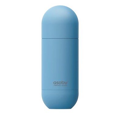 asobu Orb Stainless Steel Double Wall Insulated Travel Water Bottle Lid Doubles as a Cup 14 Ounce Blue