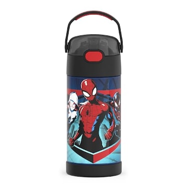 THERMOS FUNTAINER Water Bottle with Straw 12 Ounce Kids Stainless Steel Vacuum Insulated Water Bottle with Lid SpiderMan