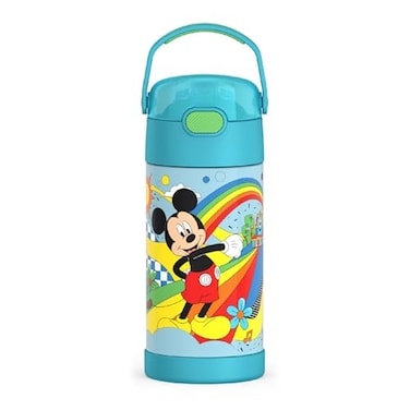 THERMOS FUNTAINER Water Bottle with Straw 12 Ounce Kids Stainless Steel Vacuum Insulated Water Bottle with Lid Mickey Mouse