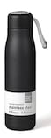 Dusgut Water Bottle with Portable Lid Metal Thermos Vacuum Insulated Stainless Steel Reusable Leak Proof BPAFree Flask 17oz Black