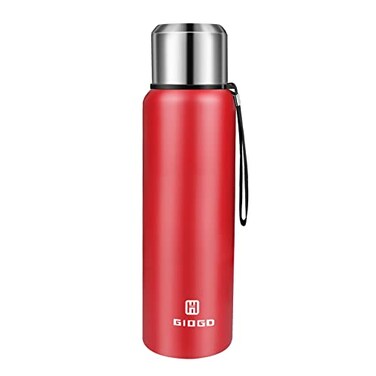 GIOGD Insulated vacuum Thermo Bottle 750ml254oz with cup Stainless steel coffee bottles for hot and cold drink water flaskRed750ml
