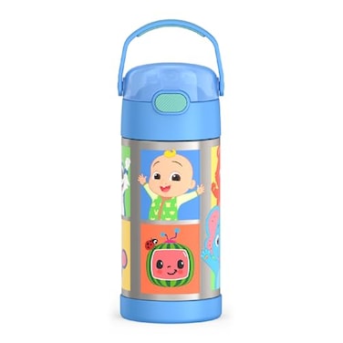 THERMOS FUNTAINER Water Bottle with Straw 12 Ounce Kids Stainless Steel Vacuum Insulated Water Bottle with Lid Cocomelon