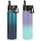 Volhoply Insulated Water Bottles with Straw Bulk 2 Pack 22 oz Stainless Steel Sports Bottle with Handle LidDouble Walled Metal Water Cups with Wide MouthReusable Cold Water FlaskAssorted2 Set