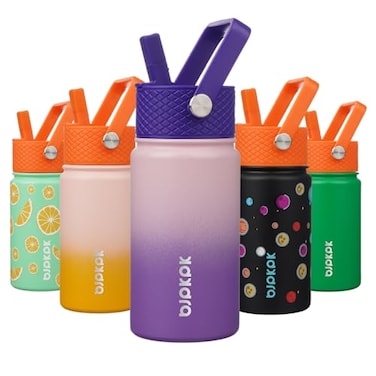 BJPKPK Insulated Water Bottle with Straw Lid 15 oz Stainless Steel Metal Water Bottles Reusable Leak Proof BPA Free Thermo Flask Cups Violet