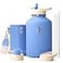 Coolflask 64 oz Water Bottle Insulated with PU Leather Sleeve Half Gallon Water Bottle Color Contrast with Straw Lids Stainless Steel Metal Large Water Jug Keep Cold 48h Hot 24hSky Blue