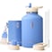 Coolflask 64 oz Water Bottle Insulated with PU Leather Sleeve Half Gallon Water Bottle Color Contrast with Straw Lids Stainless Steel Metal Large Water Jug Keep Cold 48h Hot 24hSky Blue