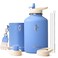 Coolflask 64 oz Water Bottle Insulated with PU Leather Sleeve Half Gallon Water Bottle Color Contrast with Straw Lids Stainless Steel Metal Large Water Jug Keep Cold 48h Hot 24hSky Blue