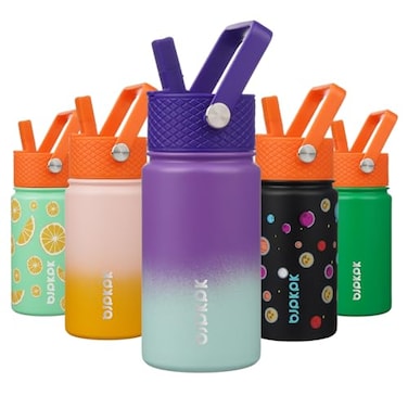 BJPKPK Insulated Water Bottle with Straw Lid 15 oz Stainless Steel Metal Water Bottles Reusable Leak Proof BPA Free Thermo Flask Cups Lavender