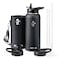 Coolflask 40 oz Water Bottle Insulated with PU Leather Sleeve Water Bottle Stainless Steel Metal with Straw Lid and Spout Lid Double Vacuum Keep Cold 48h Hot 24h Water Flask Polar Black
