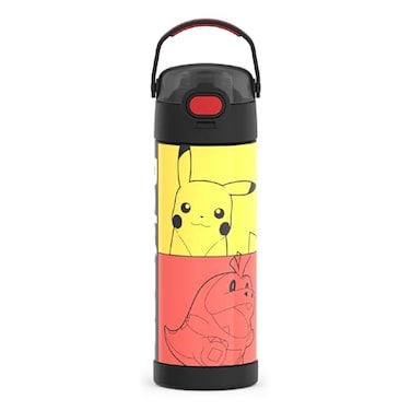 THERMOS FUNTAINER 16 Ounce Stainless Steel Vacuum Insulated Bottle with Wide Spout Lid Pokemon