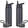 mininoo 24 oz Insulated Water Bottle with Straw Lid Stainless Steel Double Wall Vacuum Leak Proof BPA Free Keep Cold for 24H Hot for 12H2 packBlack