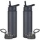 mininoo 24 oz Insulated Water Bottle with Straw Lid Stainless Steel Double Wall Vacuum Leak Proof BPA Free Keep Cold for 24H Hot for 12H2 packBlack