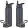 mininoo 24 oz Insulated Water Bottle with Straw Lid Stainless Steel Double Wall Vacuum Leak Proof BPA Free Keep Cold for 24H Hot for 12H2 packBlack