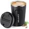 Smilatte 12oz 380ml Vacuum Insulated Coffee Travel Mug Leak proof Double Wall Stainless Steel Reusable Cup with Lid Thermal Tumbler for Hot and Cold Drinks Matte Texture Black