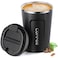 Smilatte 12oz 380ml Vacuum Insulated Coffee Travel Mug Leak proof Double Wall Stainless Steel Reusable Cup with Lid Thermal Tumbler for Hot and Cold Drinks Matte Texture Black