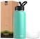 koodee Insulated Water Bottle with Straw Lid 32 oz Stainless Steel Wide Mouth Sports Water Bottle Double Wall Vacuum Keeps Liquids Hot or Cold Teal