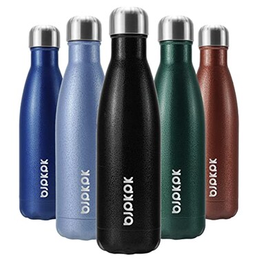 BJPKPK Insulated Water Bottles 17oz Leak Proof Stainless Steel Water Bottle Keeps Cold for 24 Hours and Hot for 12 Hours BPA FreeBlack