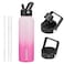 BJPKPK 40oz Stainless Steel Insulated Water Bottle with 3 Lids Sakura BPA Free Leakproof Thermos Bottle for Sports Gym