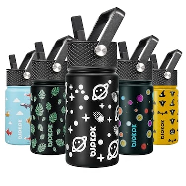 BJPKPK Water Bottle with Straw Lid 15 oz Insulated Water Bottle Stainless Steel Metal Water Bottles Reusable Leak Proof BPA Free Thermo Flask Cups Space Traveller
