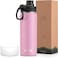 koodee Insulated Water Bottle 22 oz Stainless Steel Double Wall Vacuum Wide Mouth Sport Bottle with Leakproof Spout Lid Pink