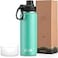 koodee Insulated Water Bottle 22 oz Stainless Steel Double Wall Vacuum Wide Mouth Sport Bottle with Leakproof Spout Lid Teal