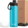 koodee Insulated Water Bottle 22 oz Stainless Steel Double Wall Vacuum Wide Mouth Sport Bottle with Leakproof Spout Lid Sky Blue