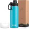koodee Insulated Water Bottle 22 oz Stainless Steel Double Wall Vacuum Wide Mouth Sport Bottle with Leakproof Spout Lid Sky Blue