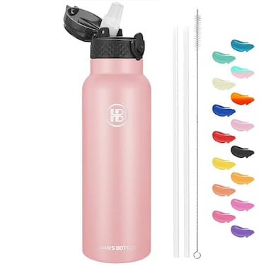 han's bottle Hans Bottle Sports Water Bottle 24 Oz Straw Lid Leak Proof Vacuum Insulated Stainless Steel Double Walled Thermo MugBlush