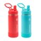 ThermoFlask 16oz Stainless Steel Water Bottle 2Pack Red and Aquamarine