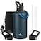Konokyo Insulated Water Bottle with Straw87 oz 3 Lids Water Jug with Carrying BagParacord HandleDouble Wall Vacuum Stainless Steel Metal FlaskNavy Blue