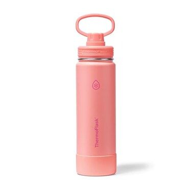 ThermoFlask Insulated Water Bottle with Spout Lid 24 oz Sunkissed Coral Leakproof Stainless Steel Water Bottle for Cold Hot Drinks Travel Daily Hydration