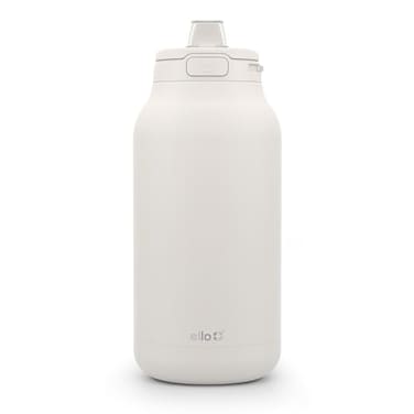 Ello Hydra 64oz Stainless Steel Water Jug with Locking Leak Proof Lid Reusable Half Gallon Vacuum Insulated Metal Bottle with Silicone Straw Keeps Drinks Cold All Day Cream