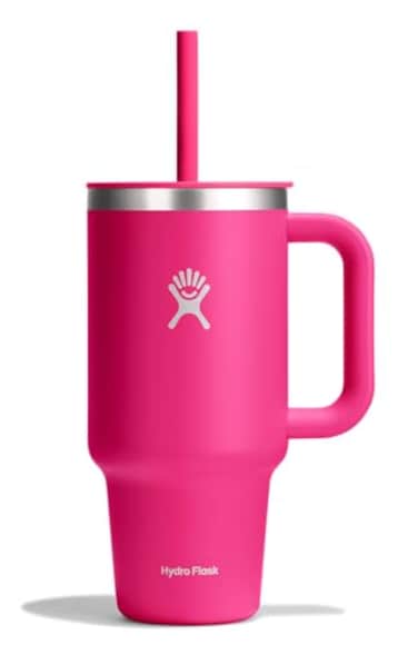 Hydro Flask 32 Oz Travel Tumbler with Handle Clear Lid and Straw Insulated Stainless Steel in 32 Oz Zinnia